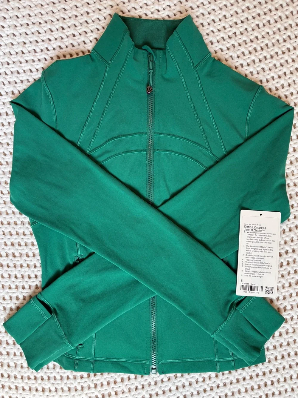 RARE!! lululemon cascadia green define cropped jacket nulu size 8